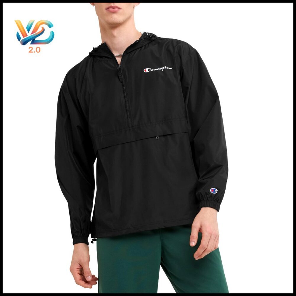 Men's Wind Water Resistant‎ Full Zip Hooded Jacket Packable Active Wear